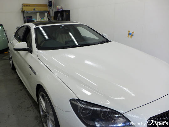 BMW6シリーズグランクーペアルピンホワイト4ﾄﾞｱクーペ北関東栃木県群馬県茨城県埼玉県福島県輸入車 近くのカーフィルム専門店ウィンドウフィルムピュアゴースト専門店